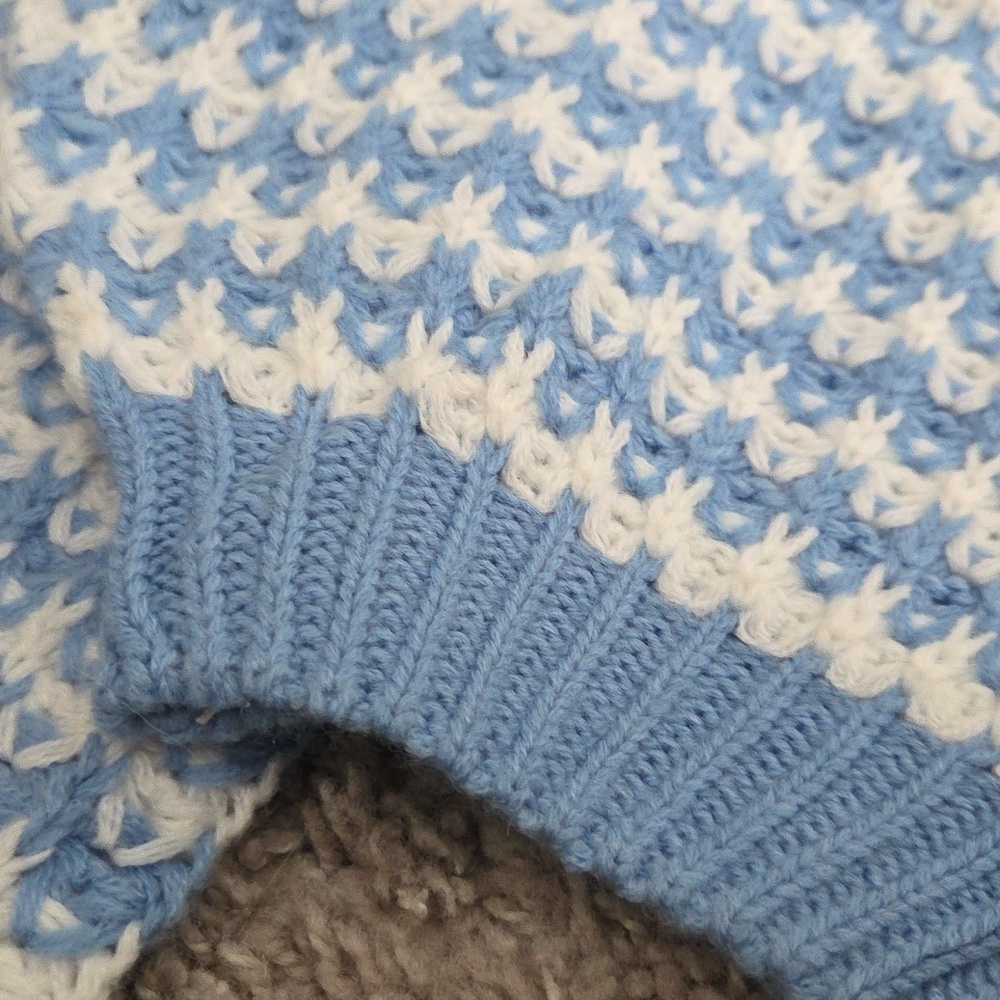 Blue and White V-Neck Striped Sweater - Picture 4 of 6